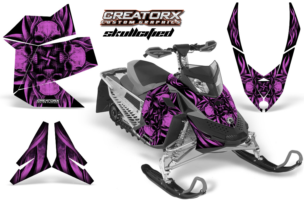 Skidoo REV XP Graphics Kit Skullcified Pink Flat